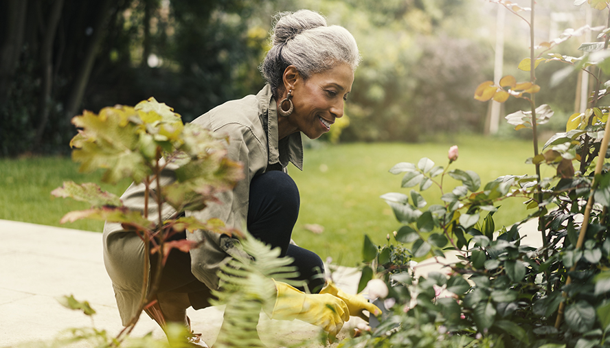 Woman tending to her garden