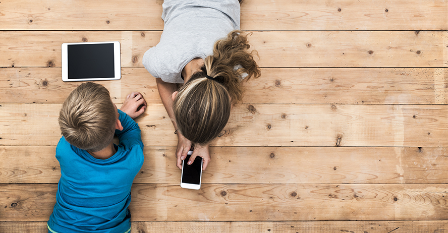 Children on their phones and tablets.