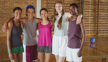 Group of kids in a gymnasium